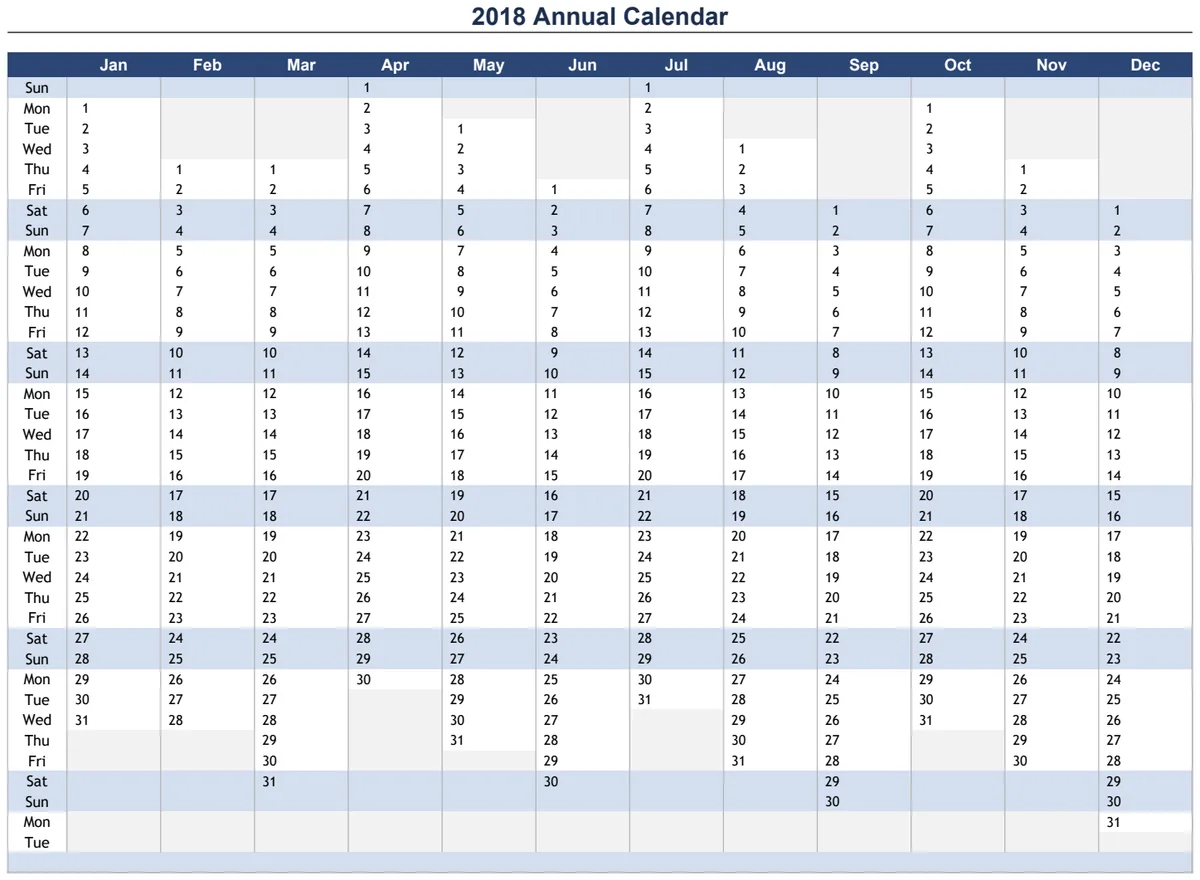 Annual Calendar Vertical preview
