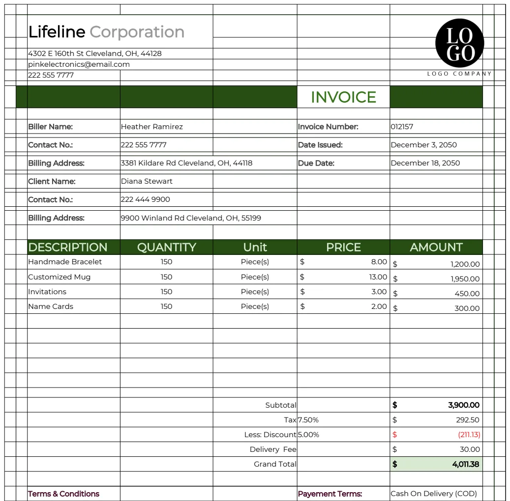 Sales Invoice Template preview