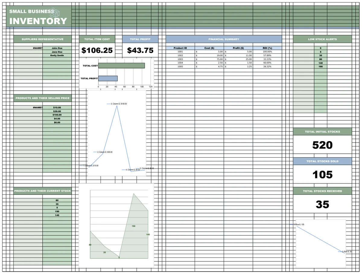 Small Business Inventory Template preview