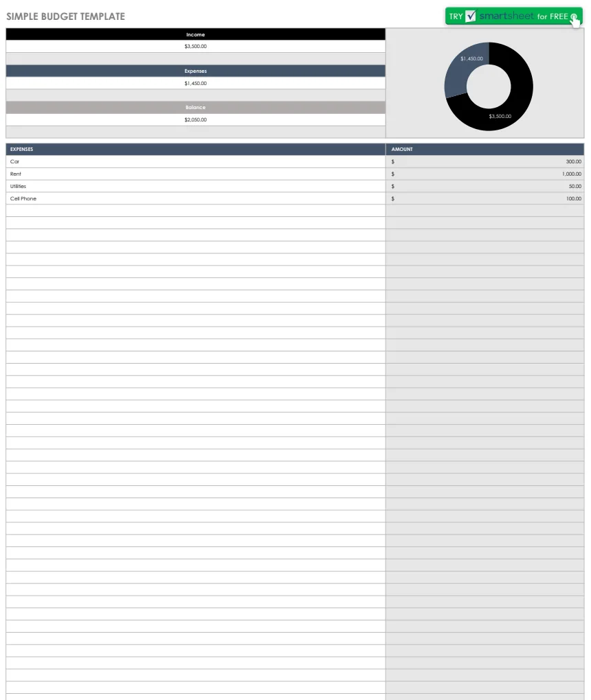 IC Simple Budget Template preview