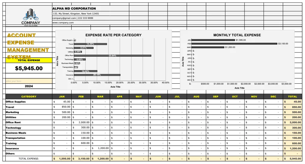 Account Expense Management System Template preview