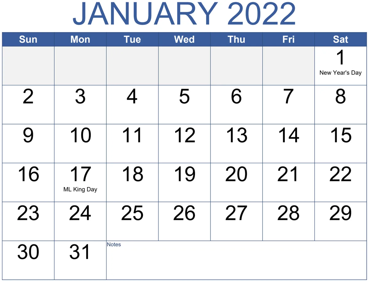 Monthly Calendar Large Print preview