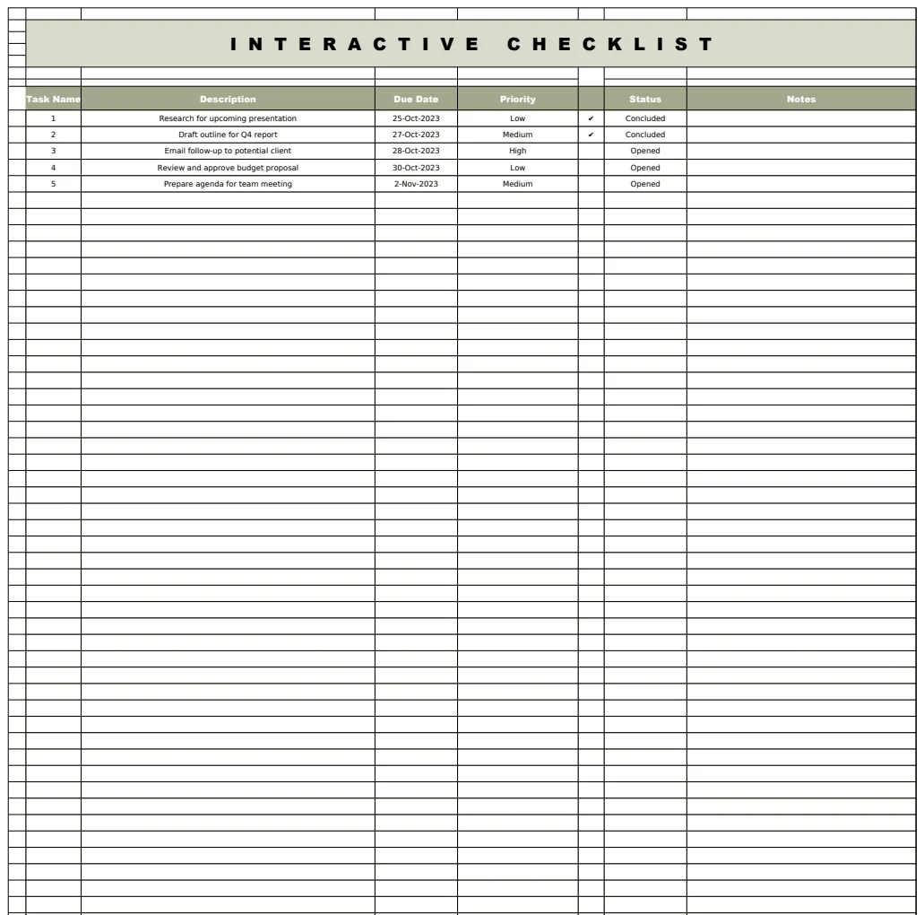 Interactive Checklist Template preview