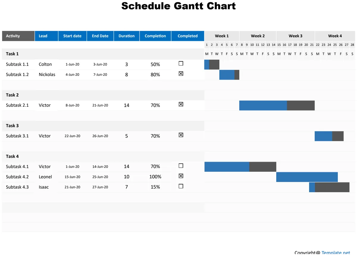 Basic Schedule Gantt Chart preview