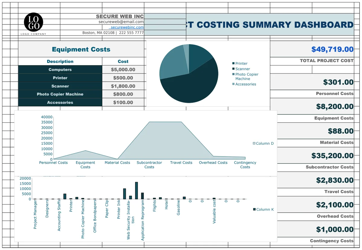 Project Costing Template preview
