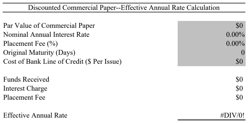 Discounted Commercial Paper—Effective Annual Rate Calculator preview