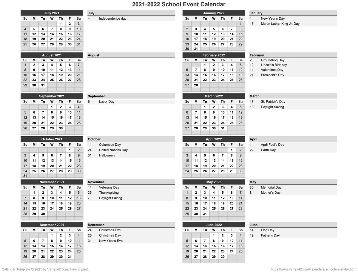 School Event Calendar preview