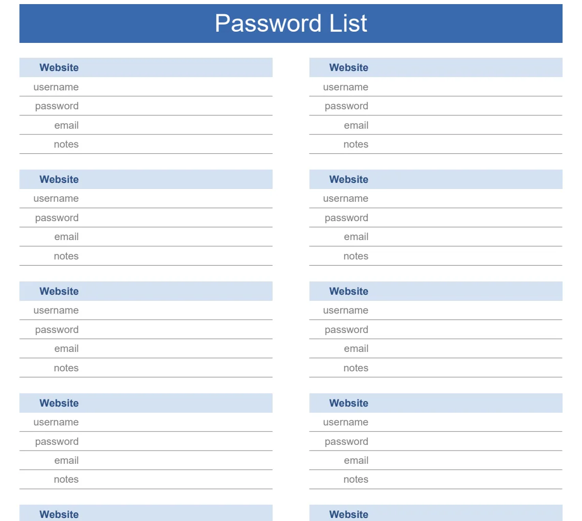 Password List preview