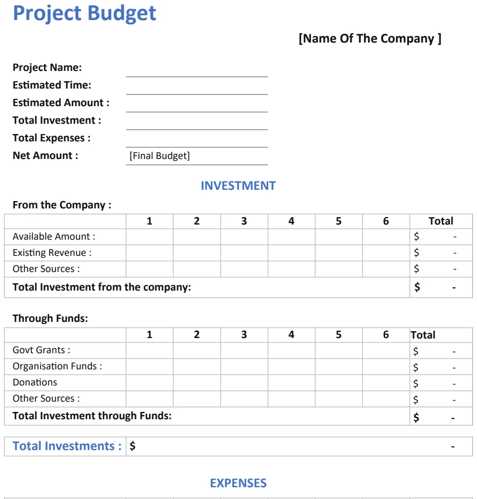 Project Budget Template preview