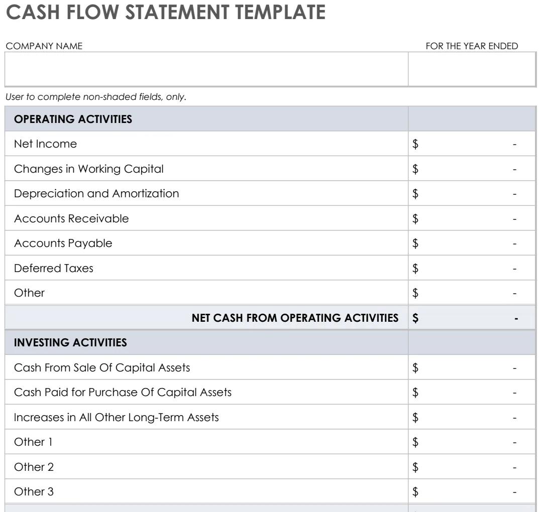 IC Cash Flow Statement Template preview