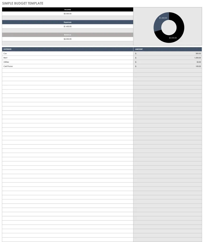 IC Simple Budget Template preview