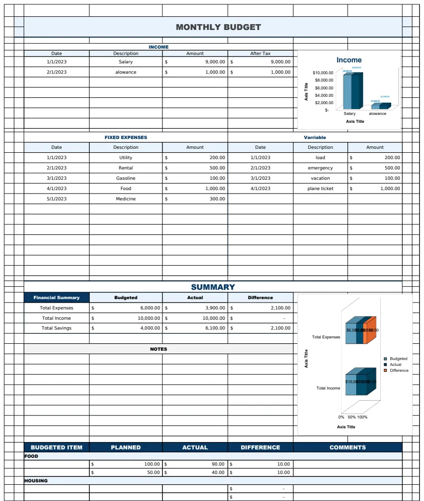 Printable Budget Planner Template preview