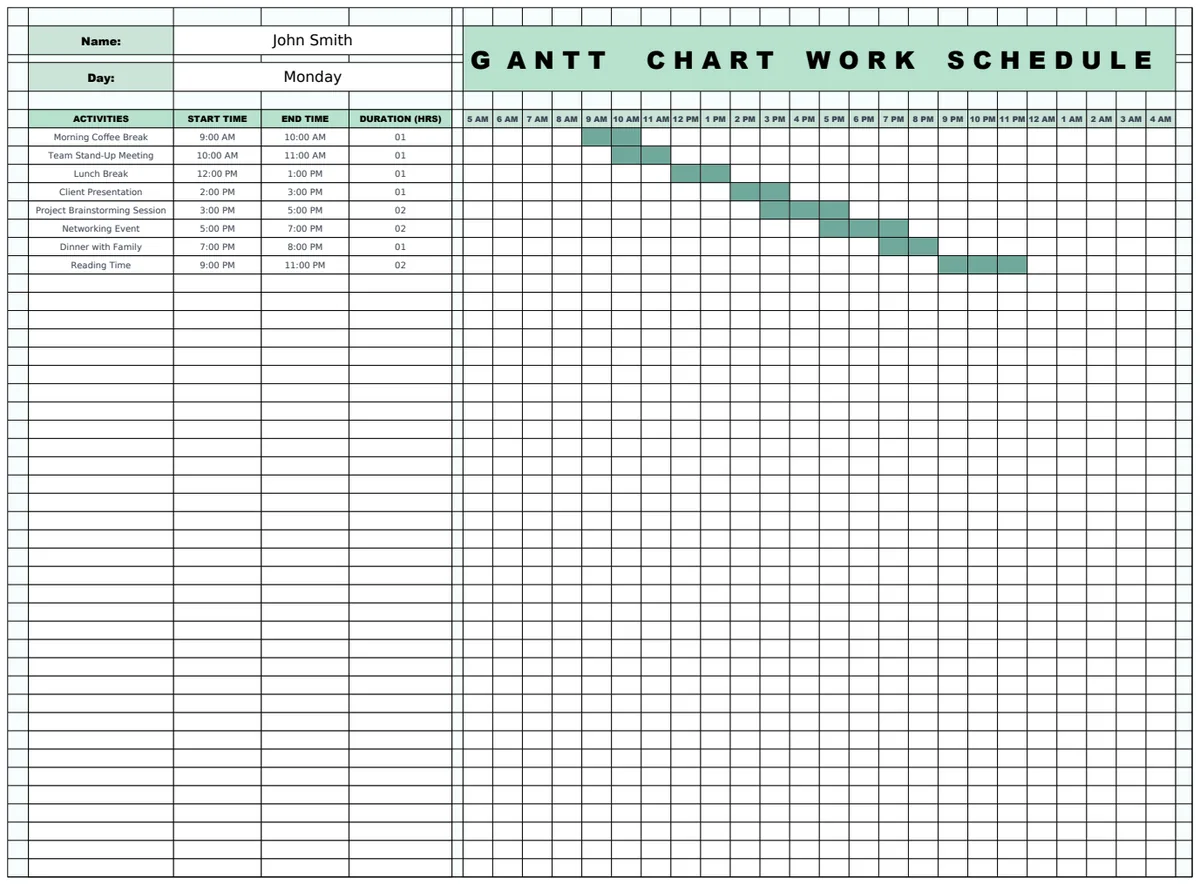 Gantt Chart Work Schedule Template preview