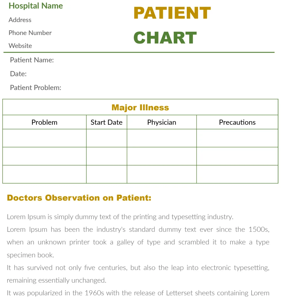 Patient Chart - Major Illness Tracker preview