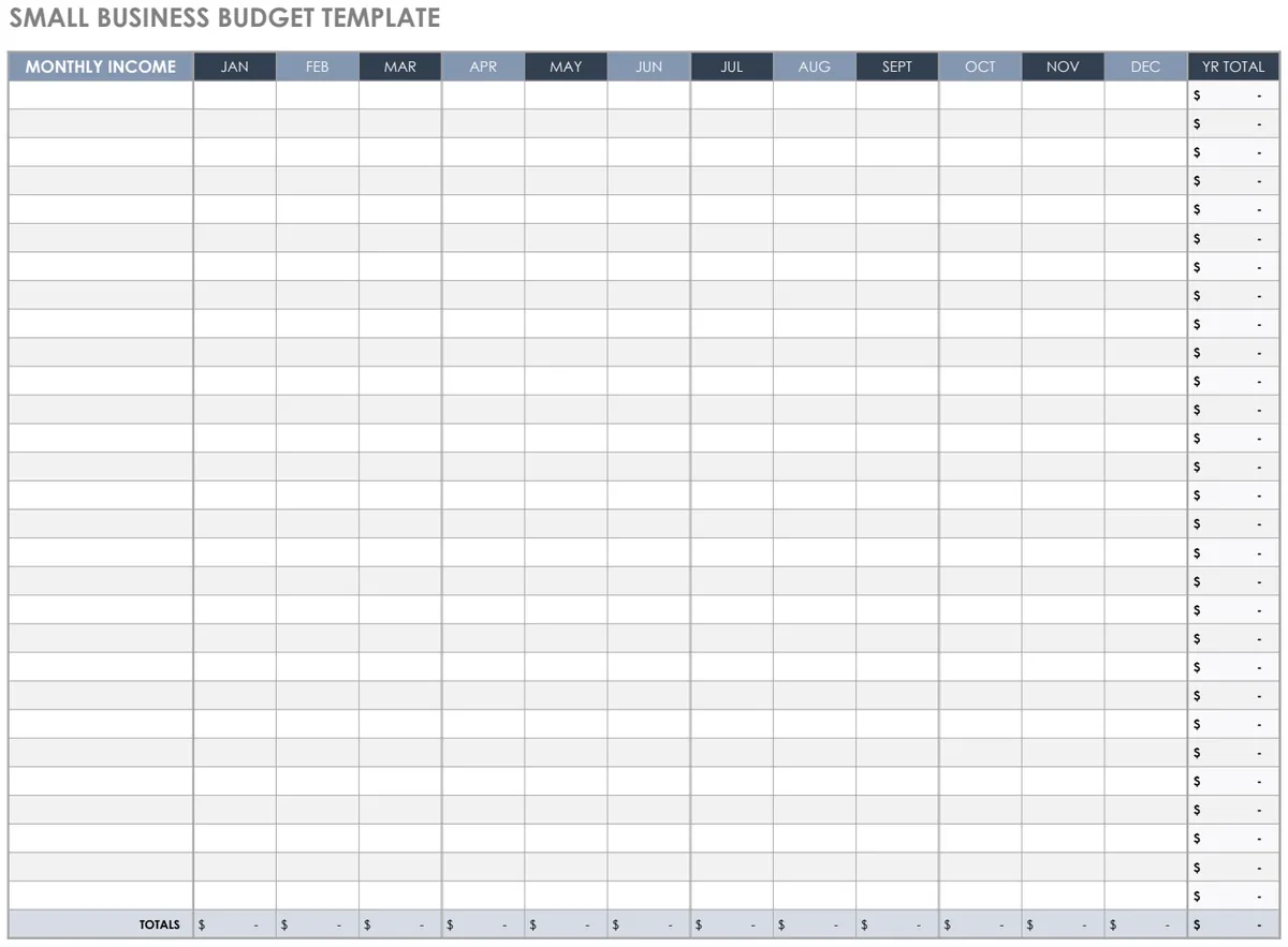 Small Business Budget Template preview