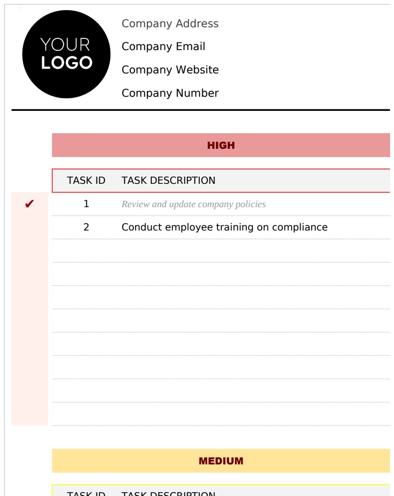 Administration Compliance Checklist Template preview
