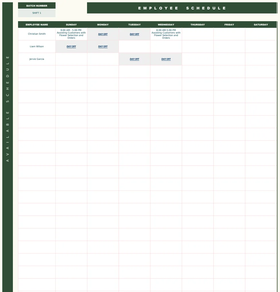 Employee Schedule Template template preview