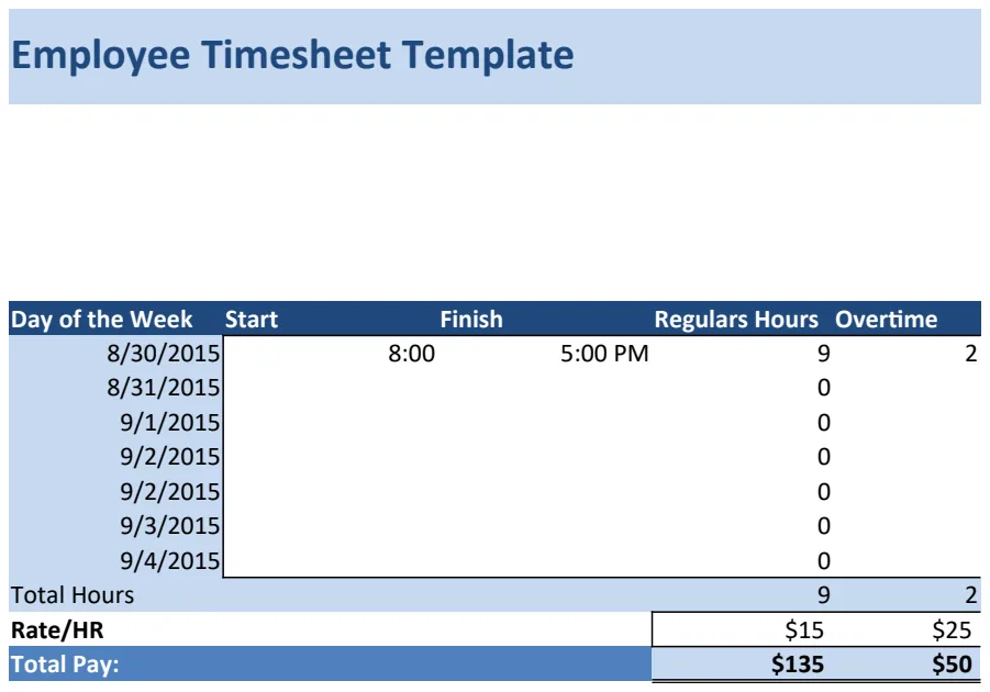 Employee Timesheet Template preview
