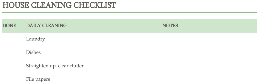 House Cleaning Checklist preview
