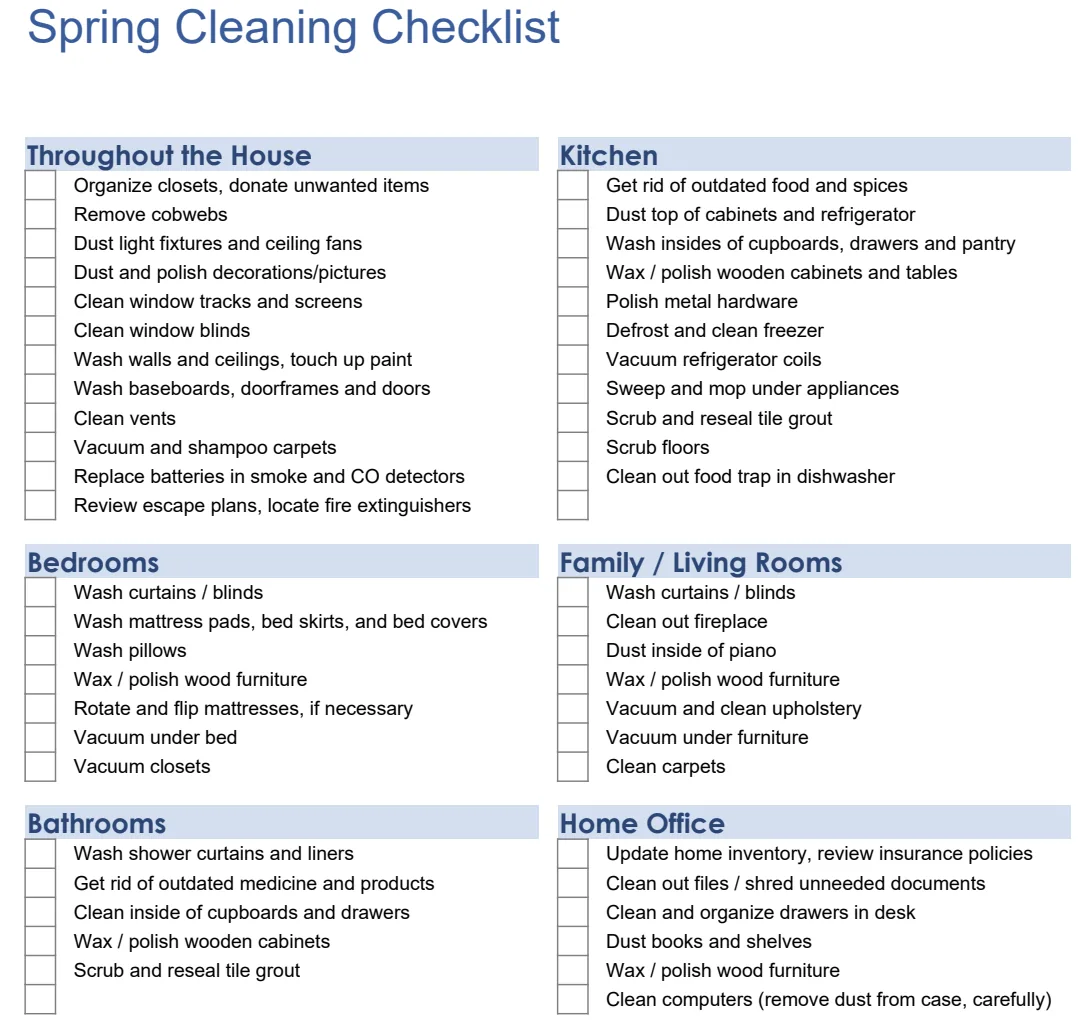 Spring Cleaning Checklist preview