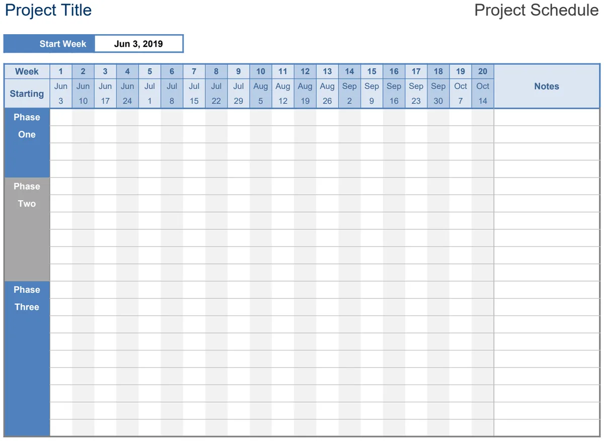 Project Schedule Template preview