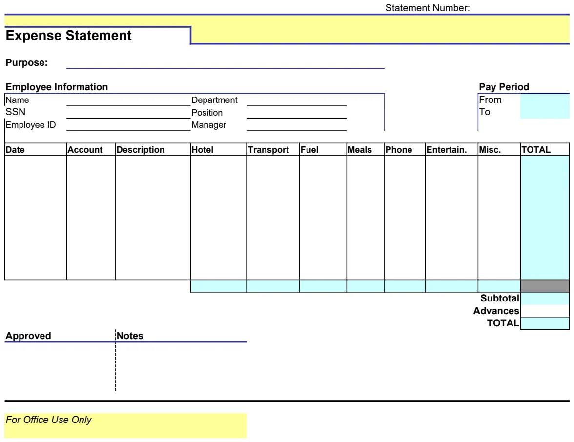 Expense Statement preview