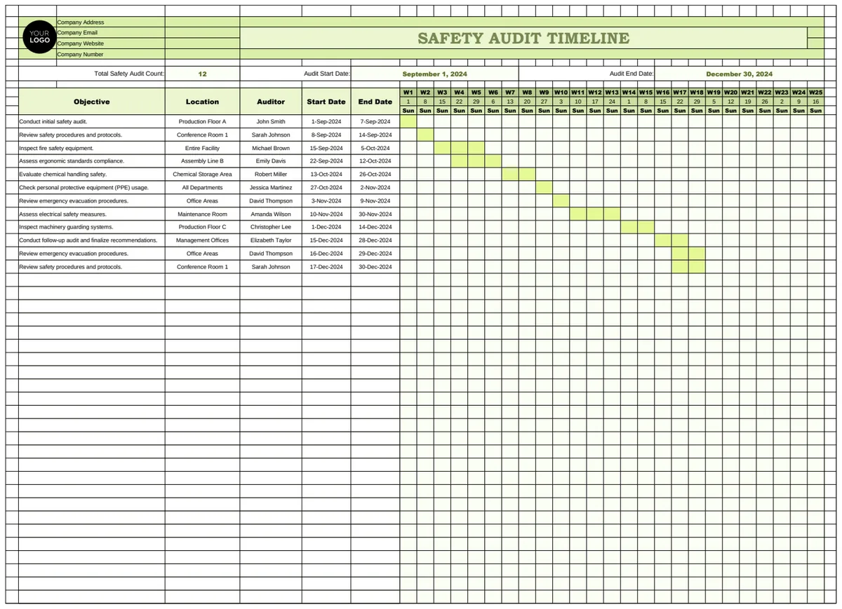 Safety Audit Timeline Template preview