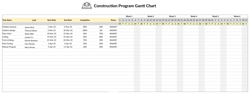 Construction Program Gantt Chart preview