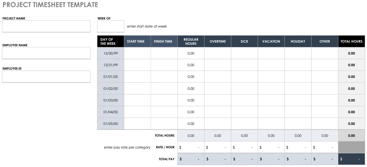 Project Timesheet Template preview