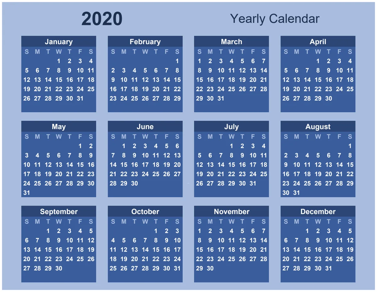 Yearly Calendar Landscape Bold Theme preview