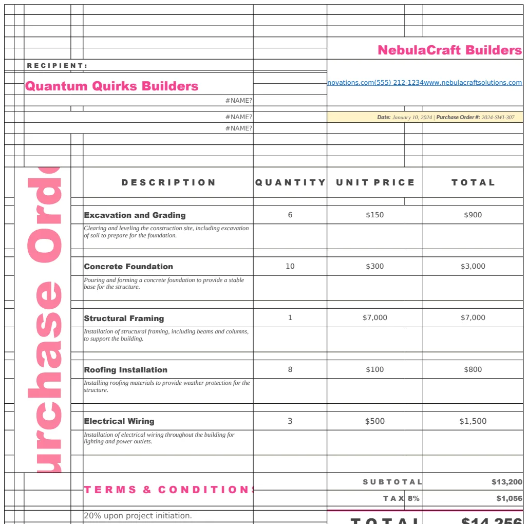 Proforma Purchase Order Template preview