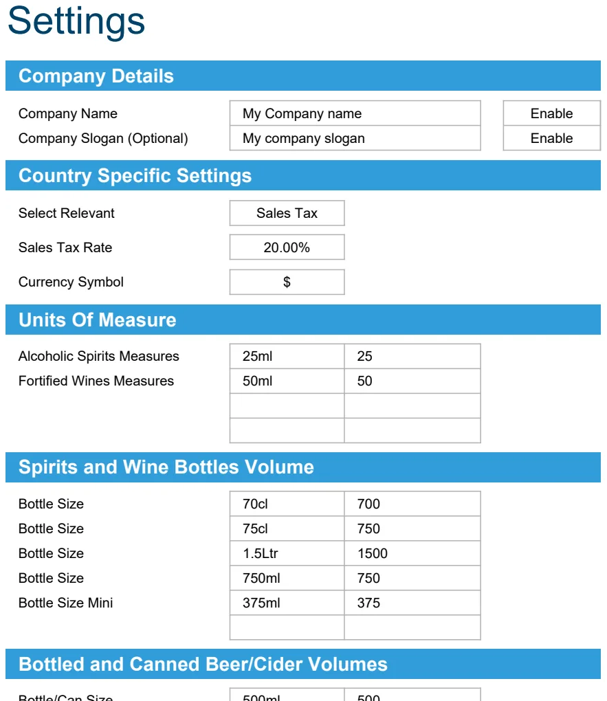 Beverage Stocktake Weekly Tracker preview