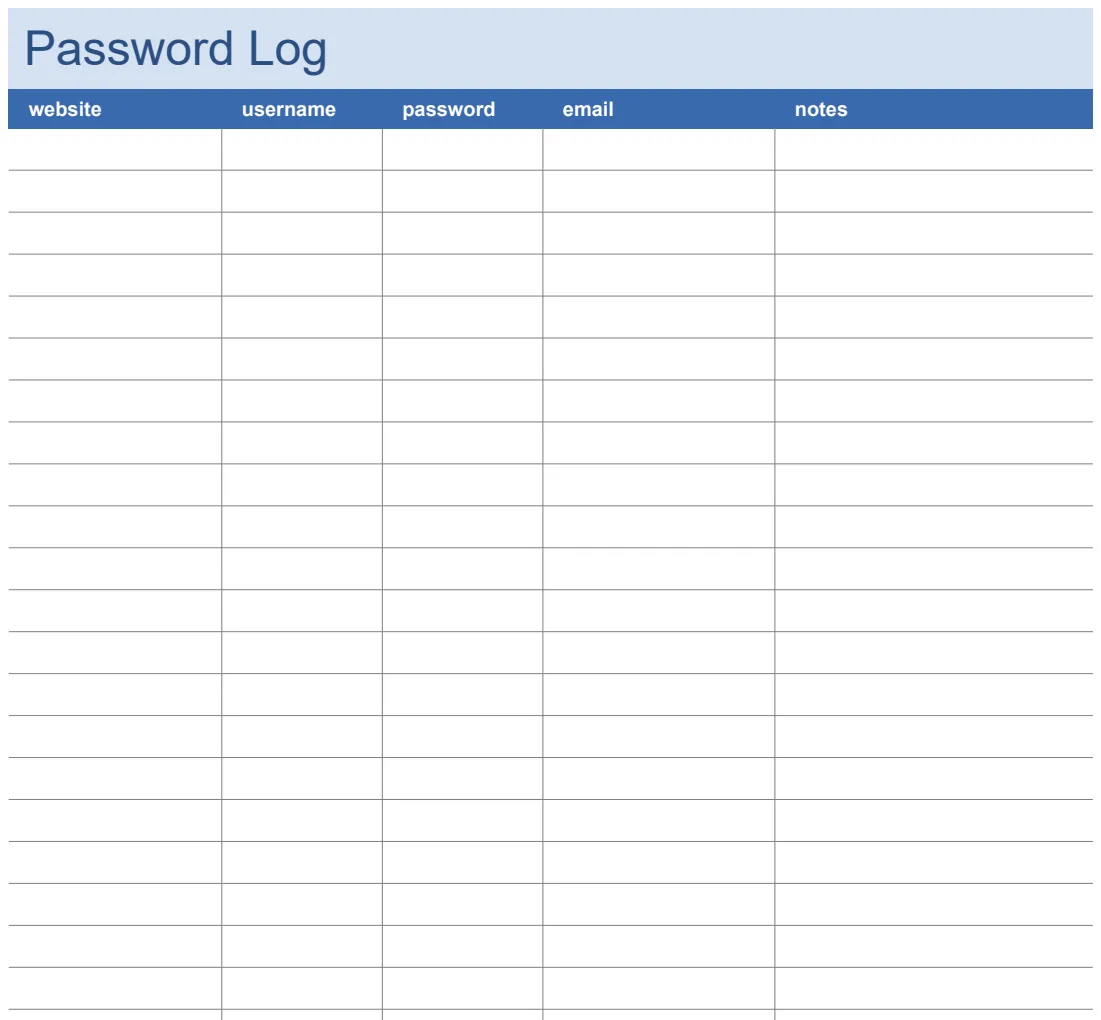 Password Log preview
