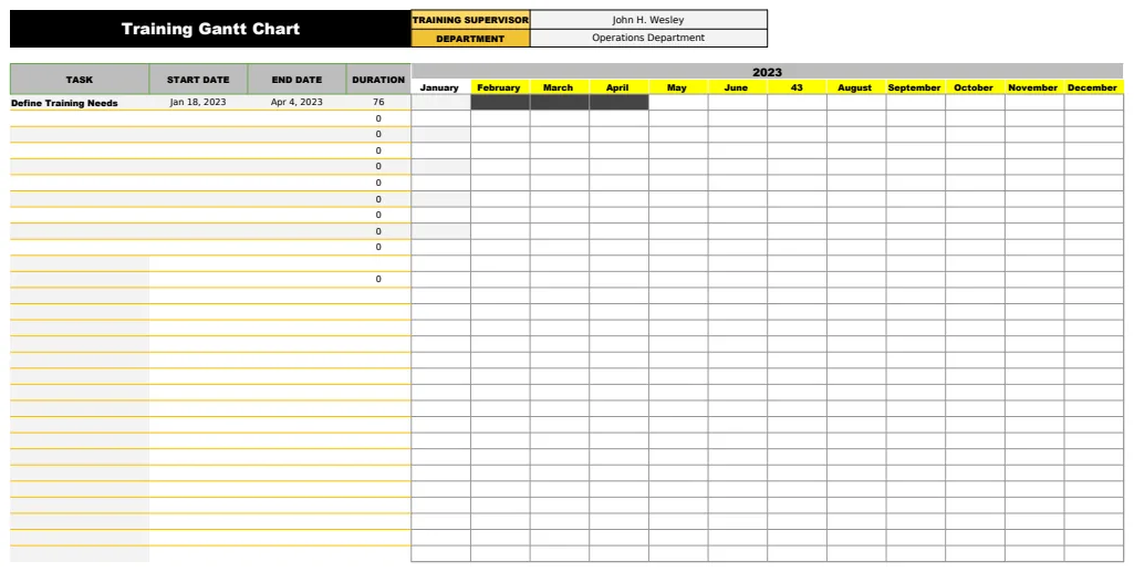 Training Gantt Chart Template preview