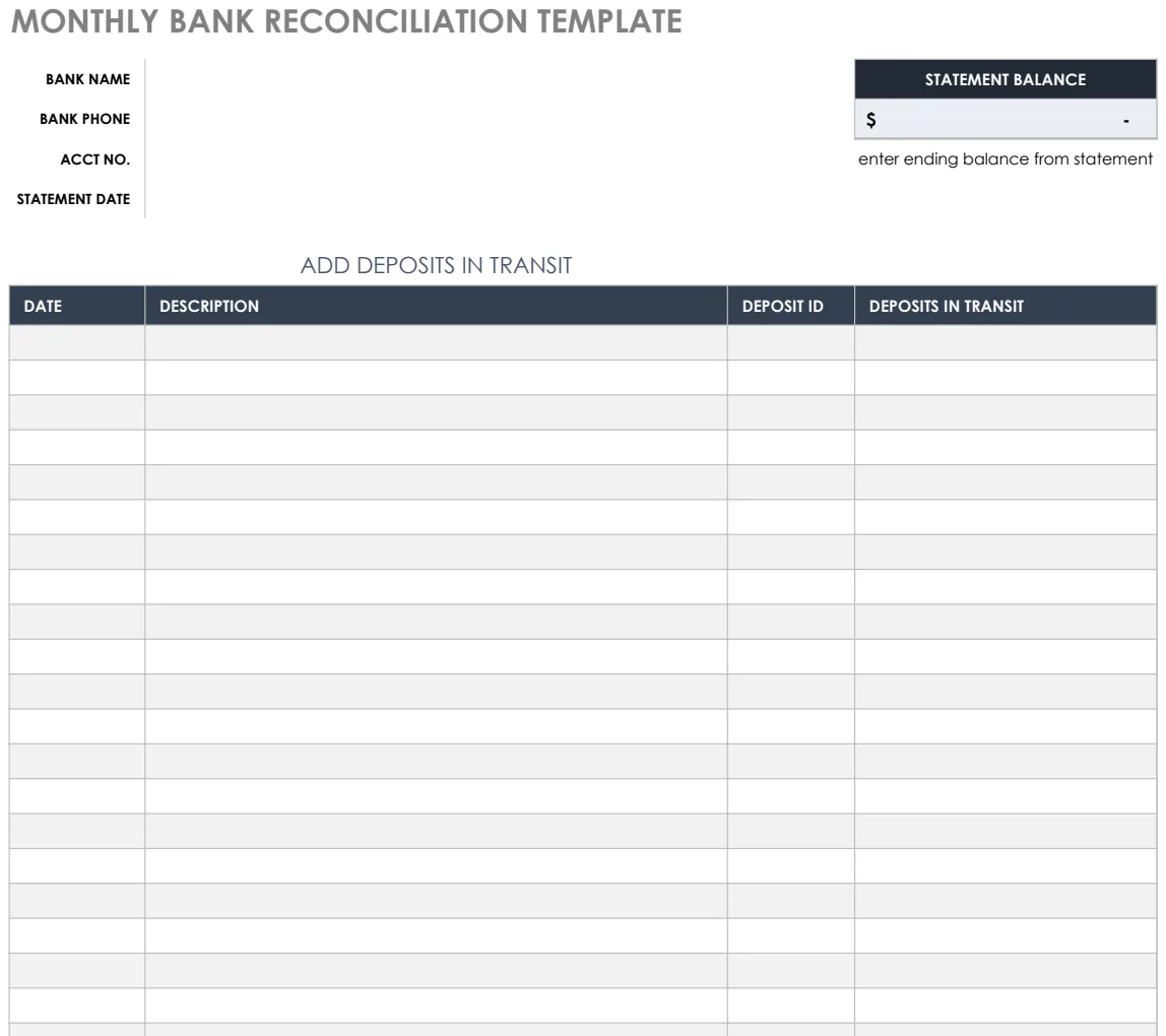 Monthly Bank Reconciliation preview