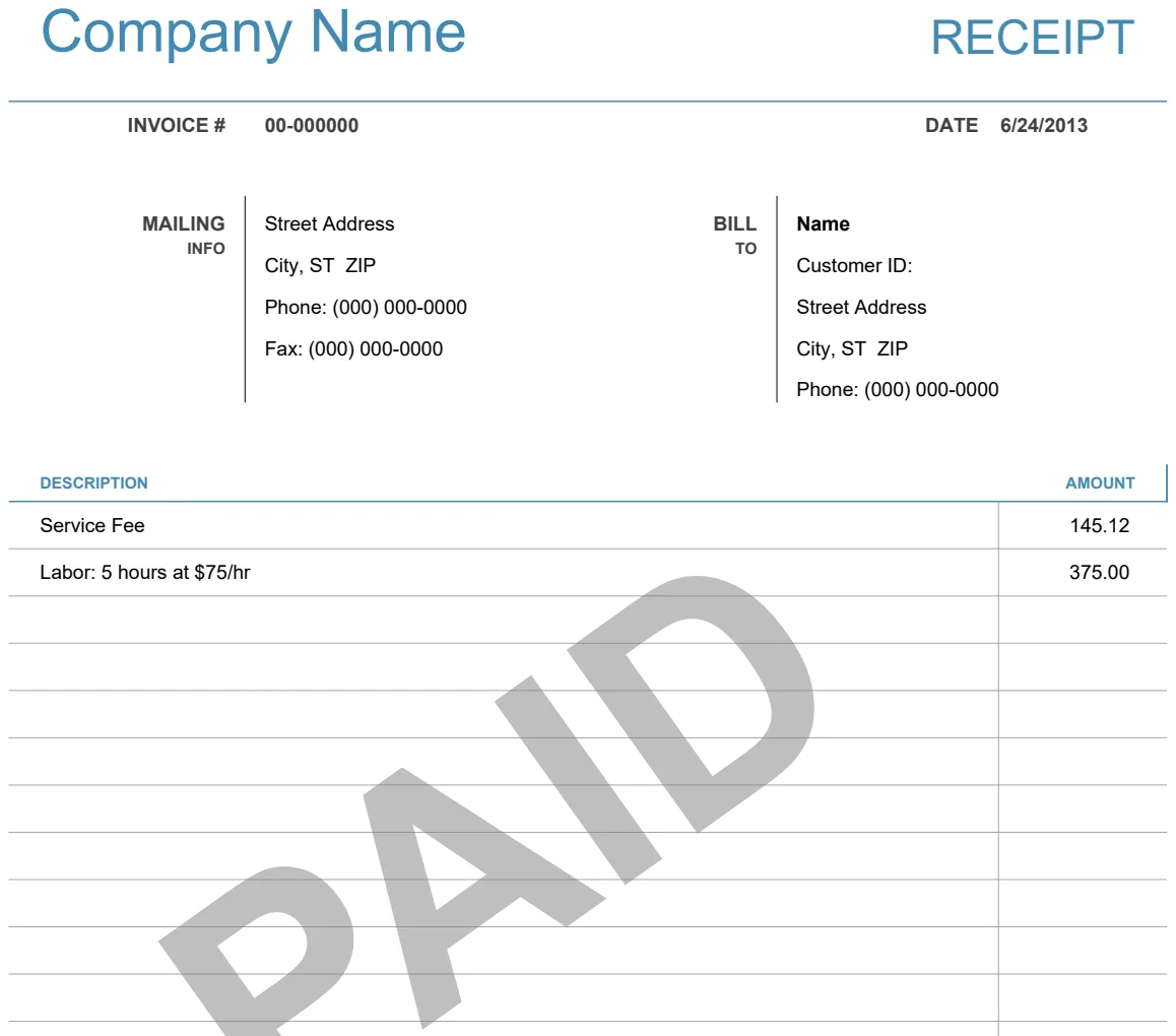 Simple Receipt preview
