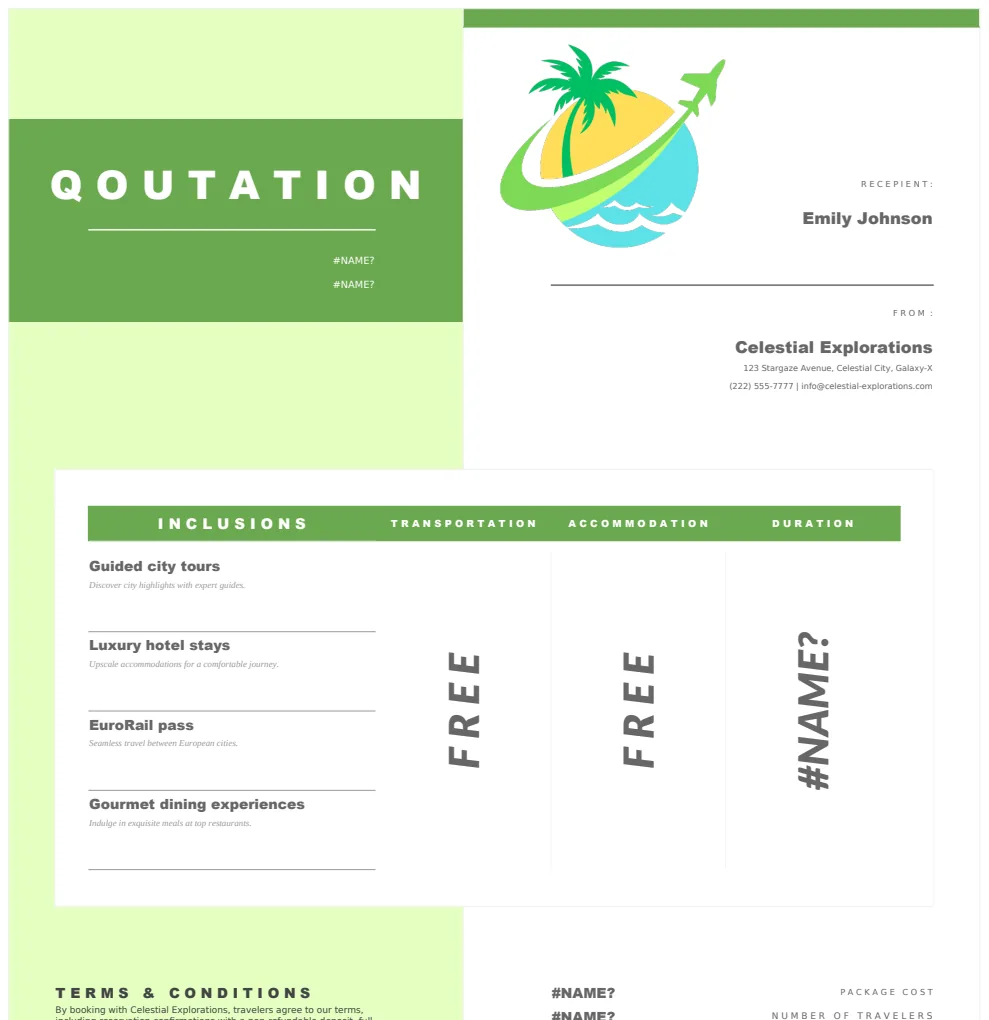 Seasonal Travel Package Quotation Template preview