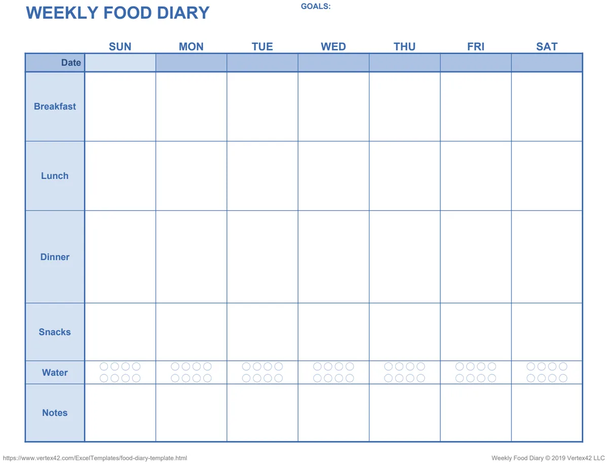 Weekly Food Diary preview
