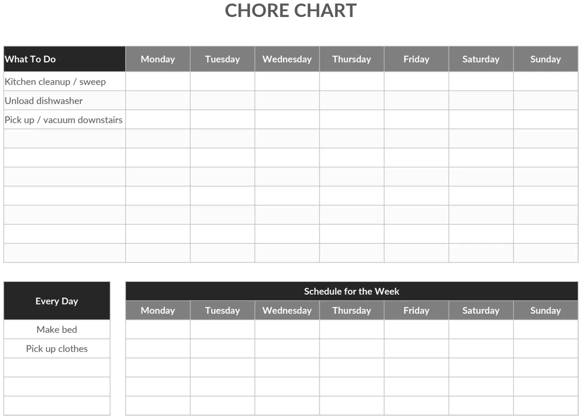 Chore Chart Template preview