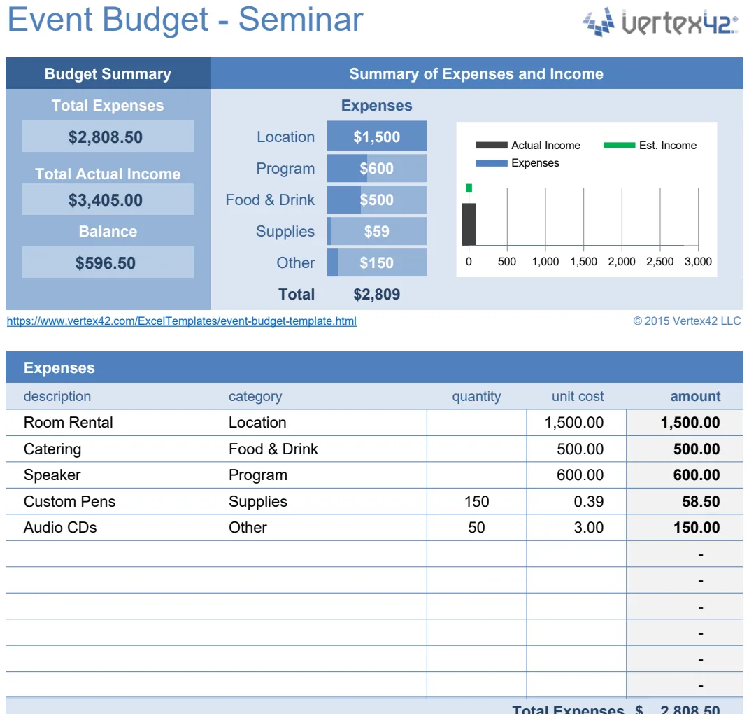 Event Budget Template preview