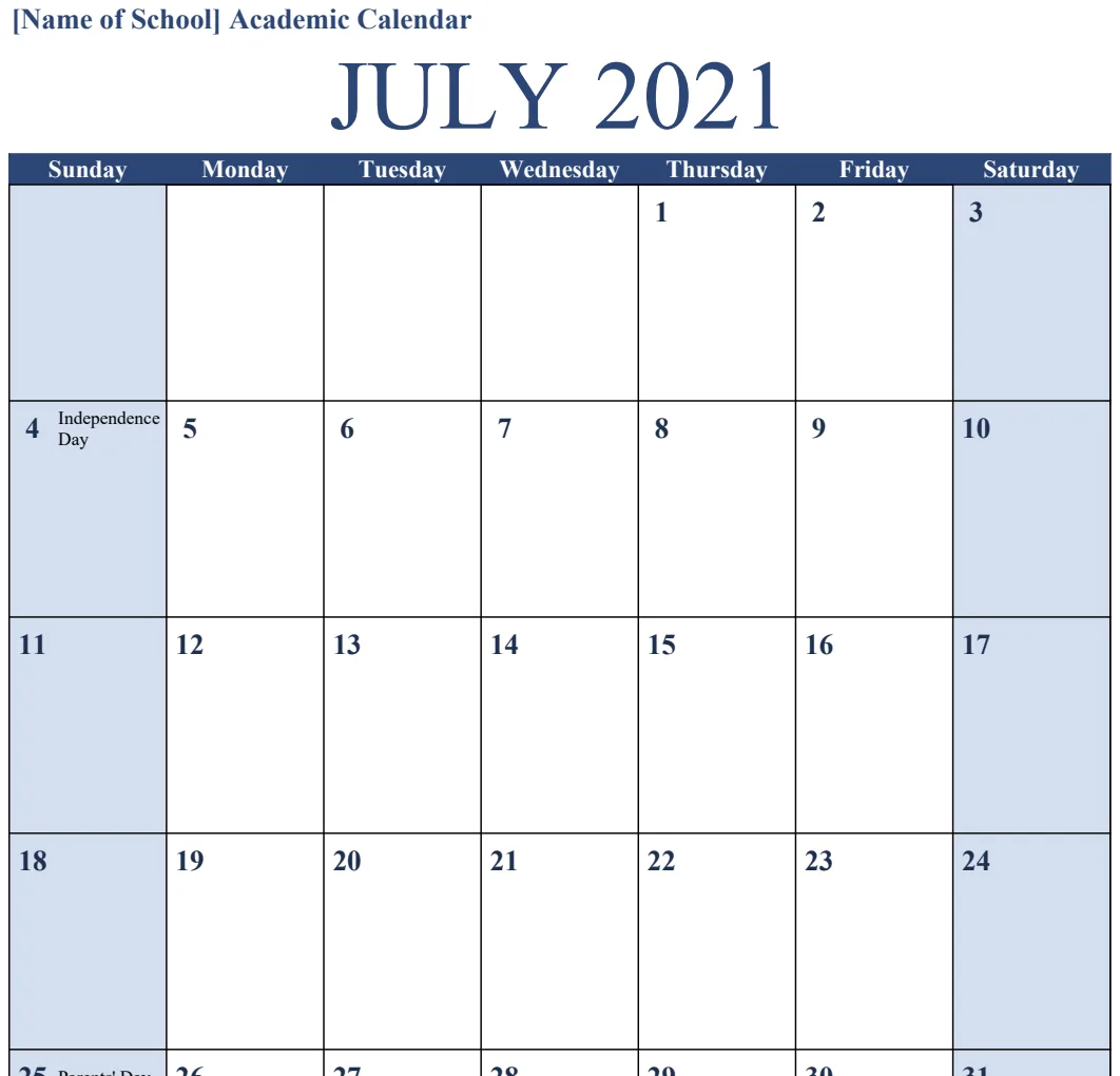 Academic Calendar Portrait preview