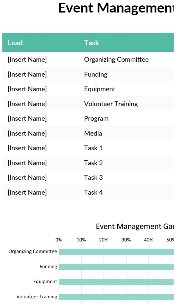 Event Management Gantt Chart preview