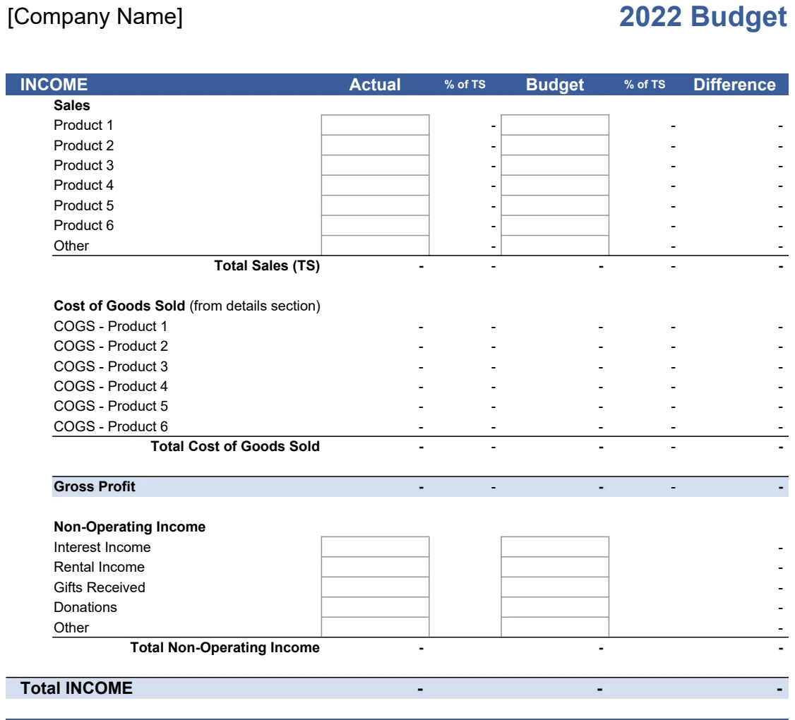 Business Budget with COGS Tracking preview