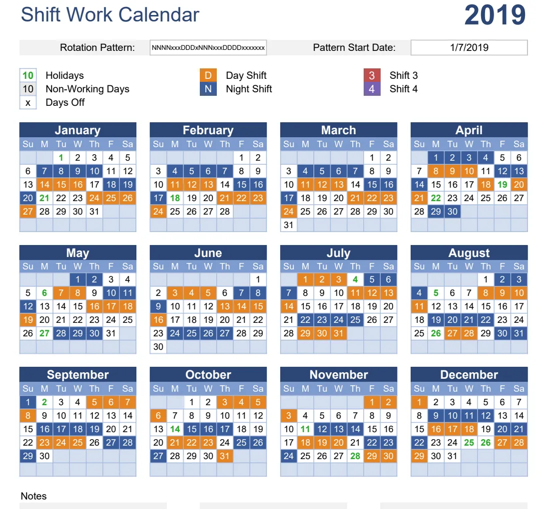 Shift Work Calendar preview