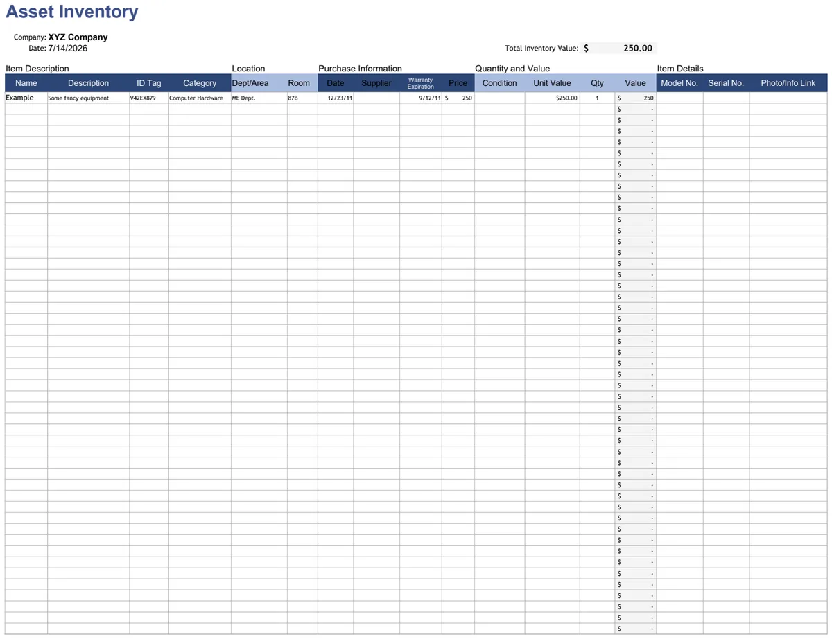 Asset Inventory Tracking preview