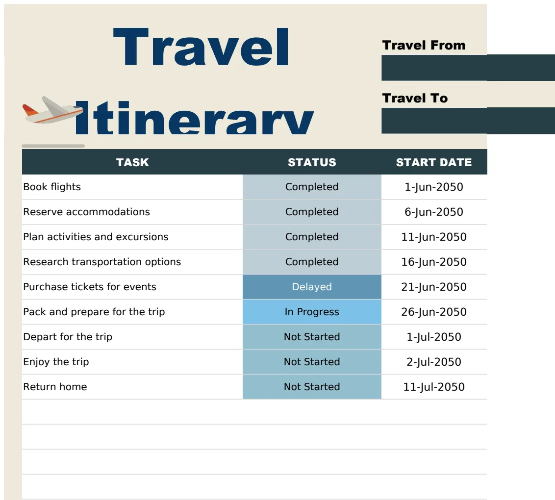 Travel Itinerary Map Template preview