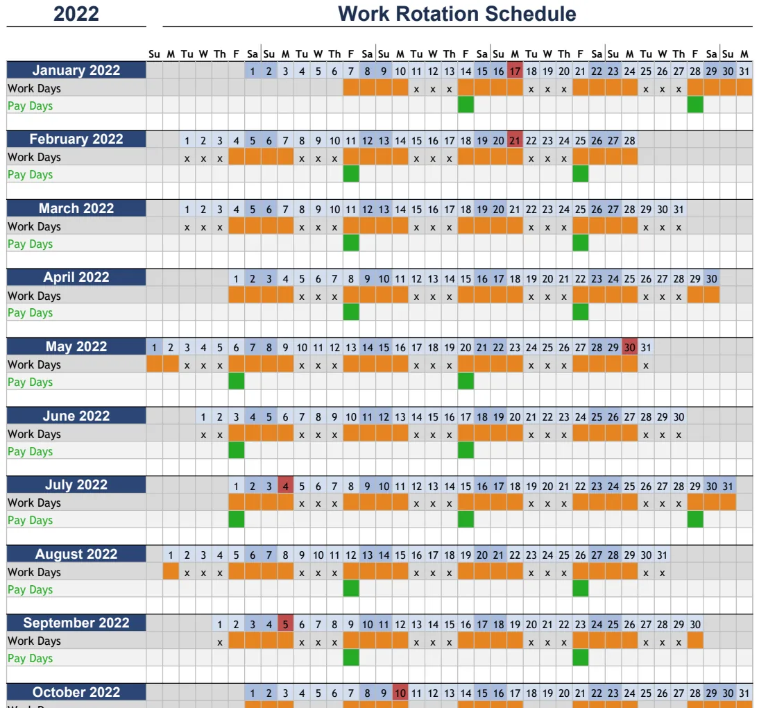 Work Rotation Schedule preview