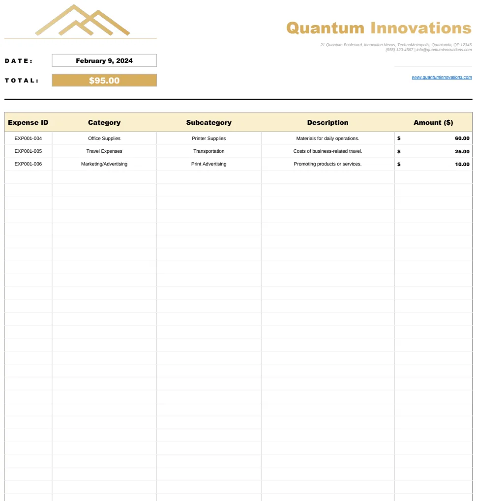 Expense Allocation and Reporting Template preview