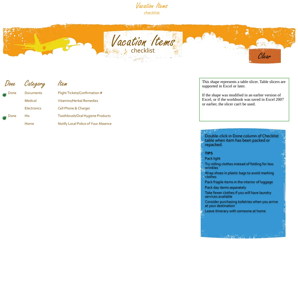 Vacation Items Checklist preview