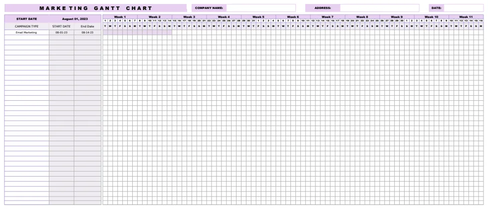 Marketing Gantt Chart Template preview
